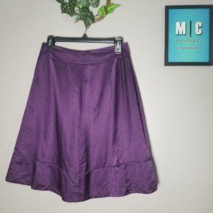 Boden Purple Silk Blend A-line Midi Skirt